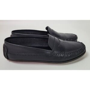 Bally Mens Black Leather Moc‎ Toe Driving Shoes Penny Loafers Paso Italy 9.5 M